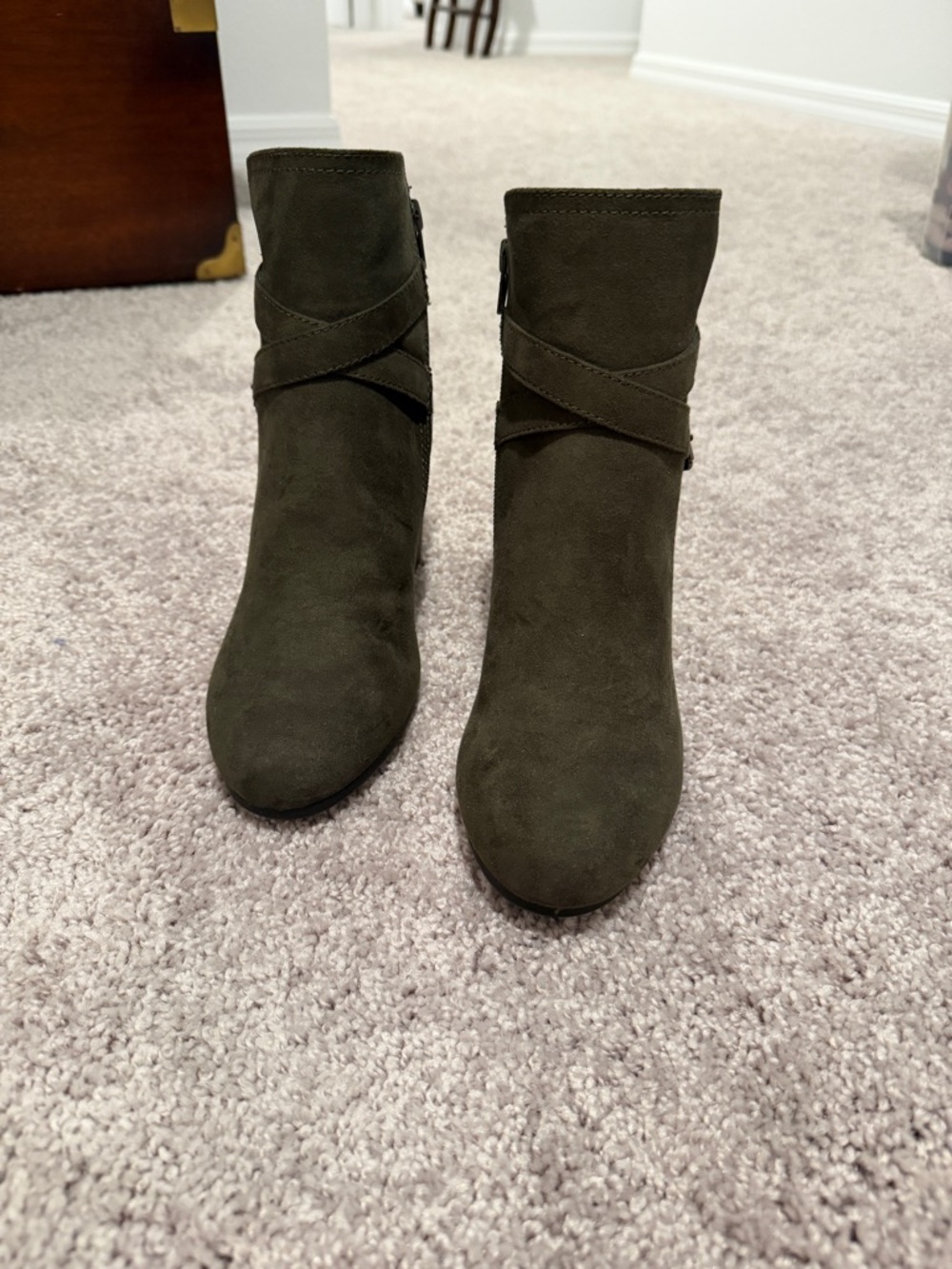 Steve Madden Olive Green Suede Ankle Booties
